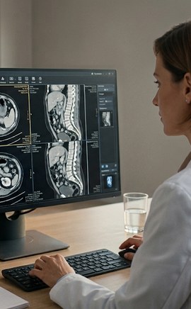 Especialista de ICAdig revisando pruebas de imagen abdominales