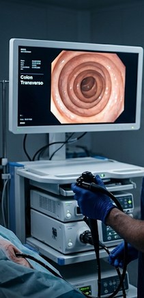Endoscopia digestiva en ICAdig: monitor con la imagen del colon durante la exploración